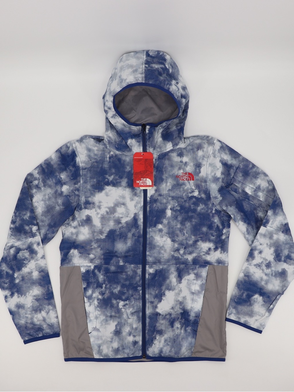 Brand New The North Face Small Men’s Chicago Wind Hooded Jacket Blue Grey